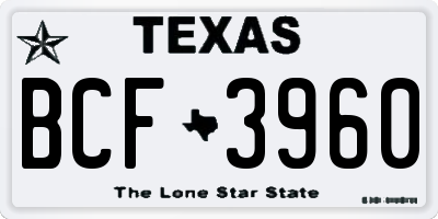 TX license plate BCF3960