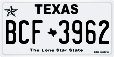 TX license plate BCF3962