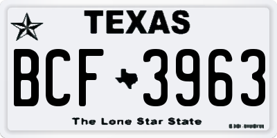 TX license plate BCF3963