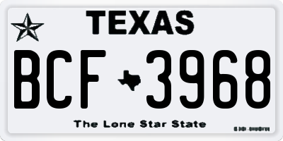 TX license plate BCF3968