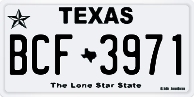 TX license plate BCF3971