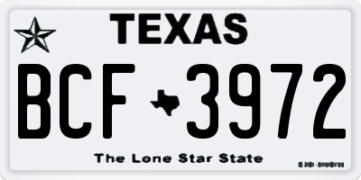 TX license plate BCF3972