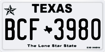 TX license plate BCF3980