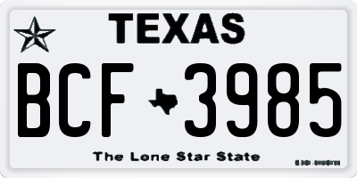 TX license plate BCF3985