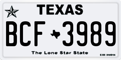 TX license plate BCF3989