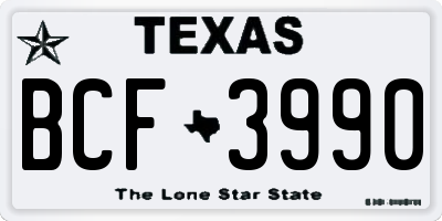 TX license plate BCF3990