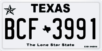 TX license plate BCF3991