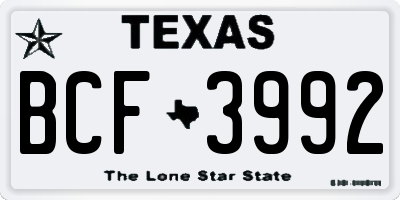 TX license plate BCF3992
