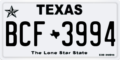 TX license plate BCF3994