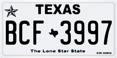 TX license plate BCF3997