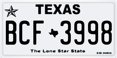 TX license plate BCF3998