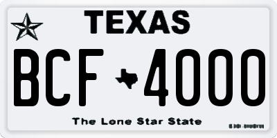 TX license plate BCF4000
