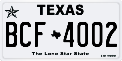 TX license plate BCF4002