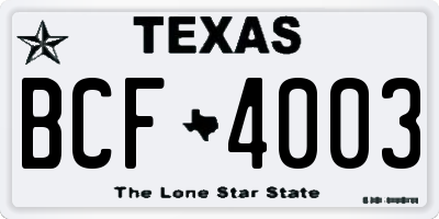 TX license plate BCF4003