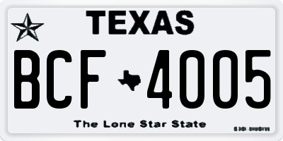 TX license plate BCF4005