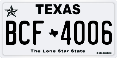 TX license plate BCF4006