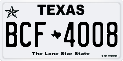 TX license plate BCF4008
