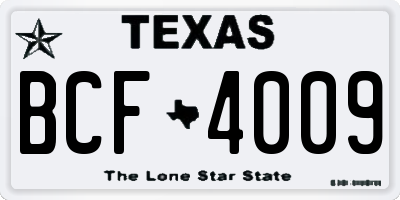 TX license plate BCF4009
