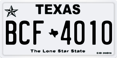 TX license plate BCF4010