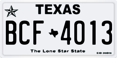 TX license plate BCF4013