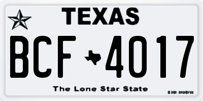 TX license plate BCF4017