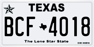 TX license plate BCF4018