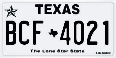 TX license plate BCF4021