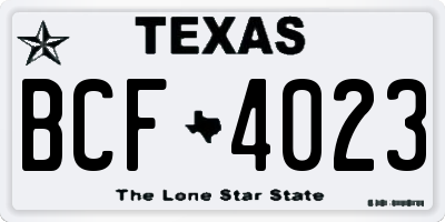 TX license plate BCF4023