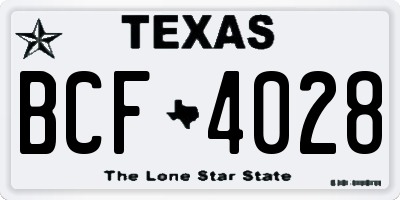TX license plate BCF4028