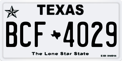 TX license plate BCF4029
