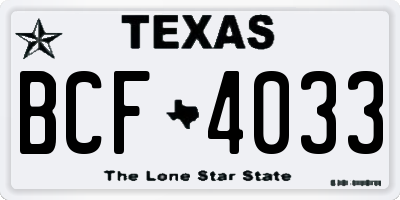 TX license plate BCF4033