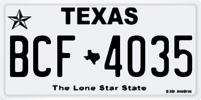 TX license plate BCF4035