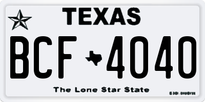 TX license plate BCF4040