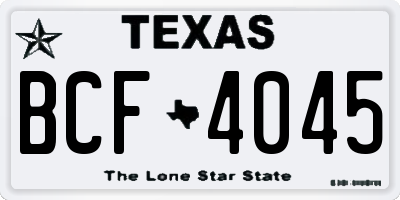 TX license plate BCF4045