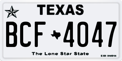 TX license plate BCF4047