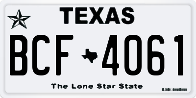 TX license plate BCF4061