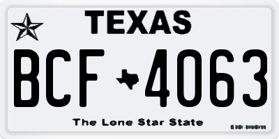 TX license plate BCF4063