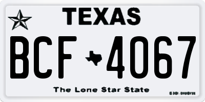 TX license plate BCF4067
