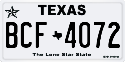 TX license plate BCF4072