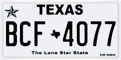 TX license plate BCF4077
