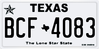 TX license plate BCF4083