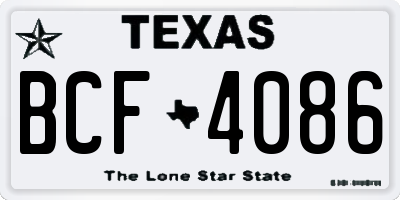 TX license plate BCF4086