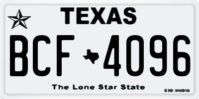 TX license plate BCF4096