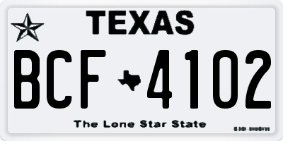 TX license plate BCF4102
