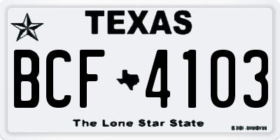 TX license plate BCF4103