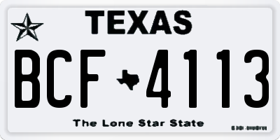 TX license plate BCF4113