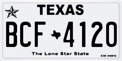 TX license plate BCF4120