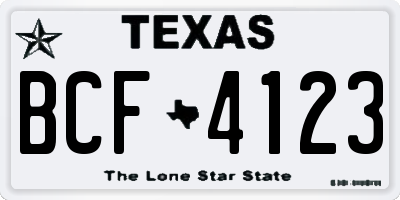 TX license plate BCF4123