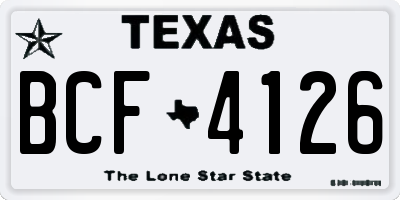 TX license plate BCF4126