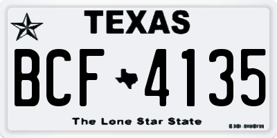 TX license plate BCF4135